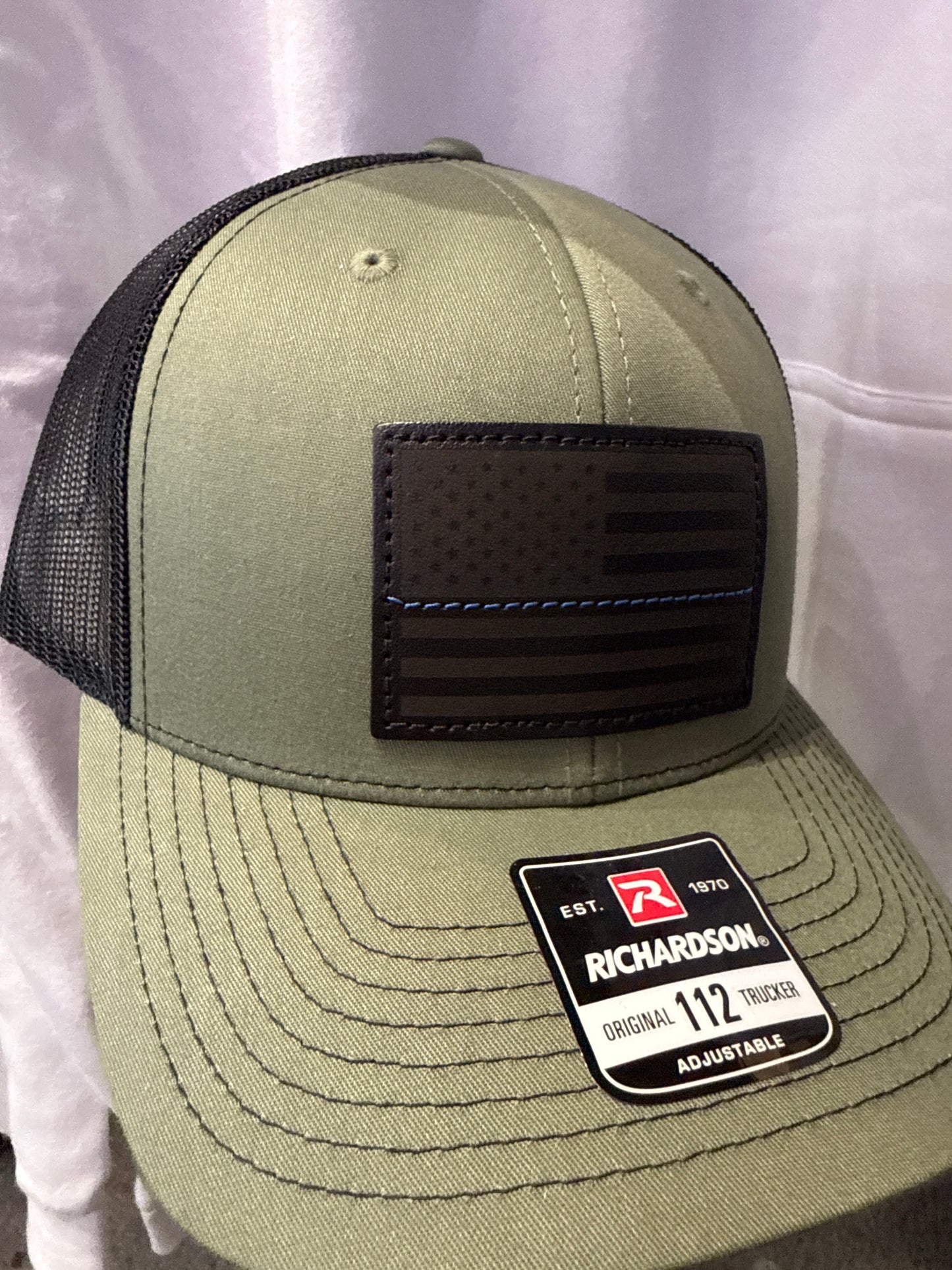 Hats - Thin Blue Line Leather Patch (Assorted Colors)