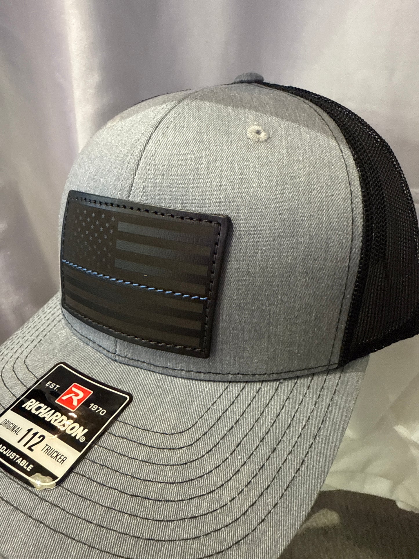Hats - Thin Blue Line Leather Patch (Assorted Colors)