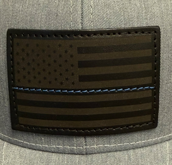 Hats - Thin Blue Line Leather Patch (Assorted Colors)